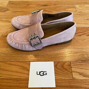 UGG Charlotte Pink Suede and Patent Leather Loafers, Size 7.5 NWT (no box)